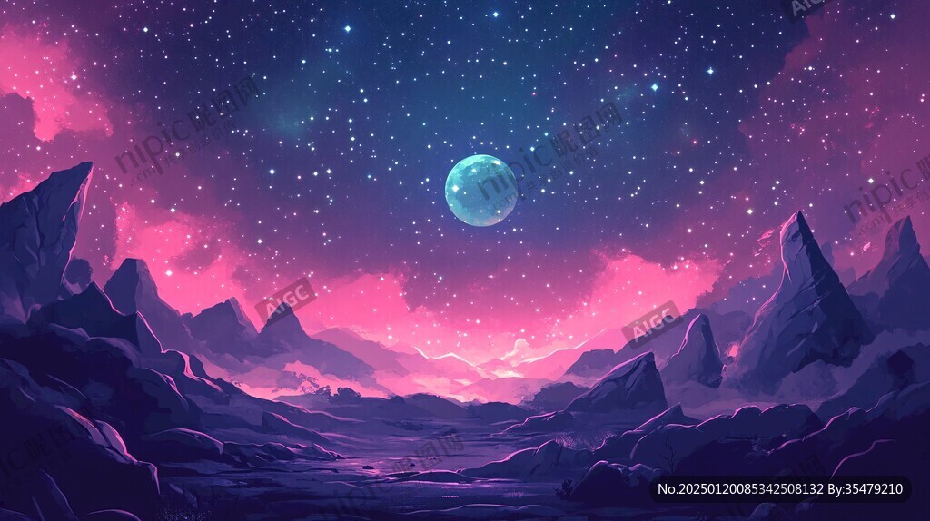 外星球幻想场景插画