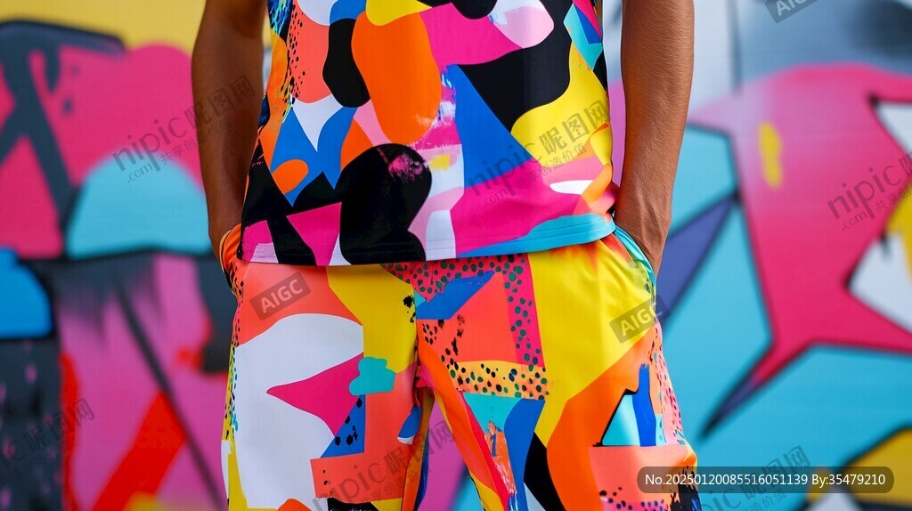 色彩鲜艳穿搭的女孩