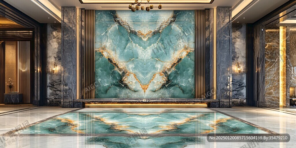 蓝色大理石迎宾区