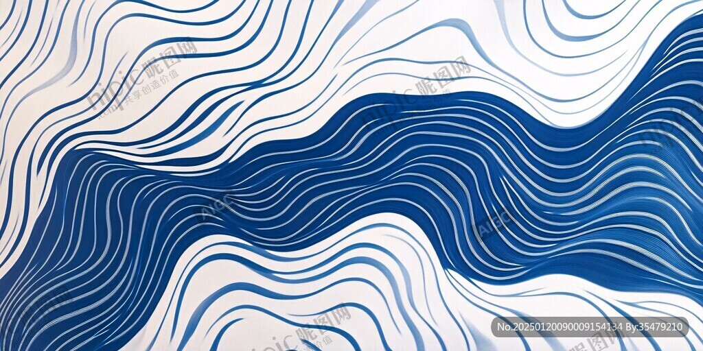 蓝白波浪线条