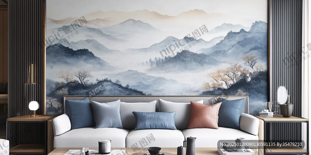 金线山脉客厅背景