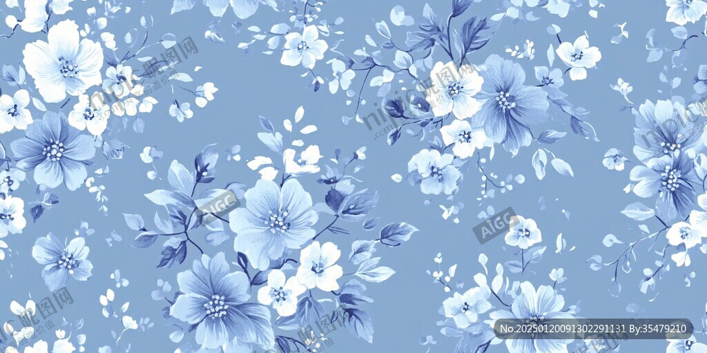 蓝色花卉壁纸