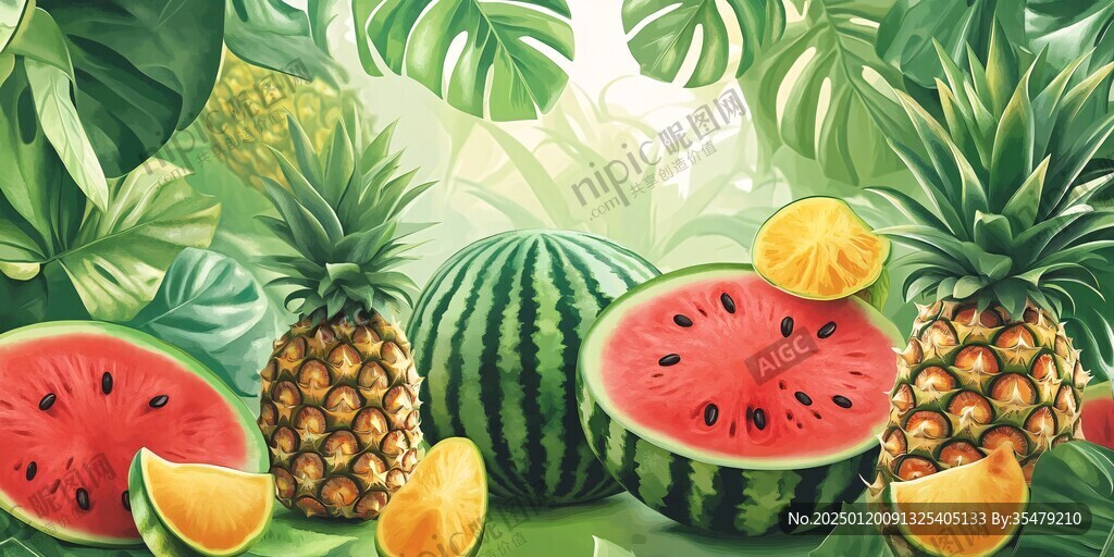 夏季水果美食插画