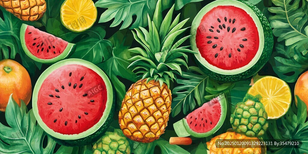 夏季水果美食插画