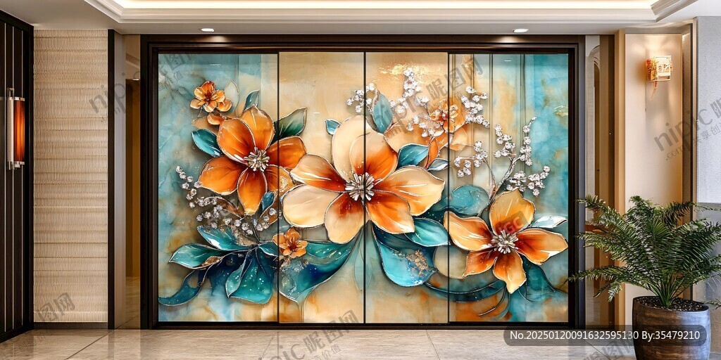 玻璃艺术屏风壁画