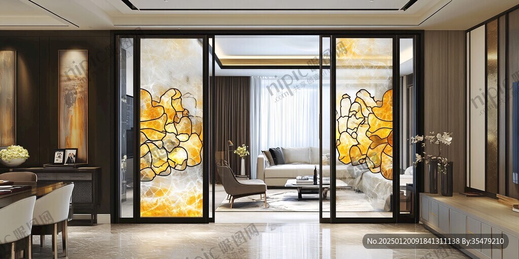 艺术玻璃推拉门