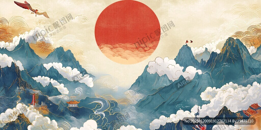 旭日东升插画
