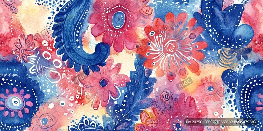 抽象花纹水彩画