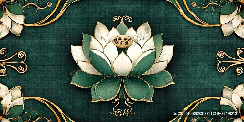 莲花烫金素材