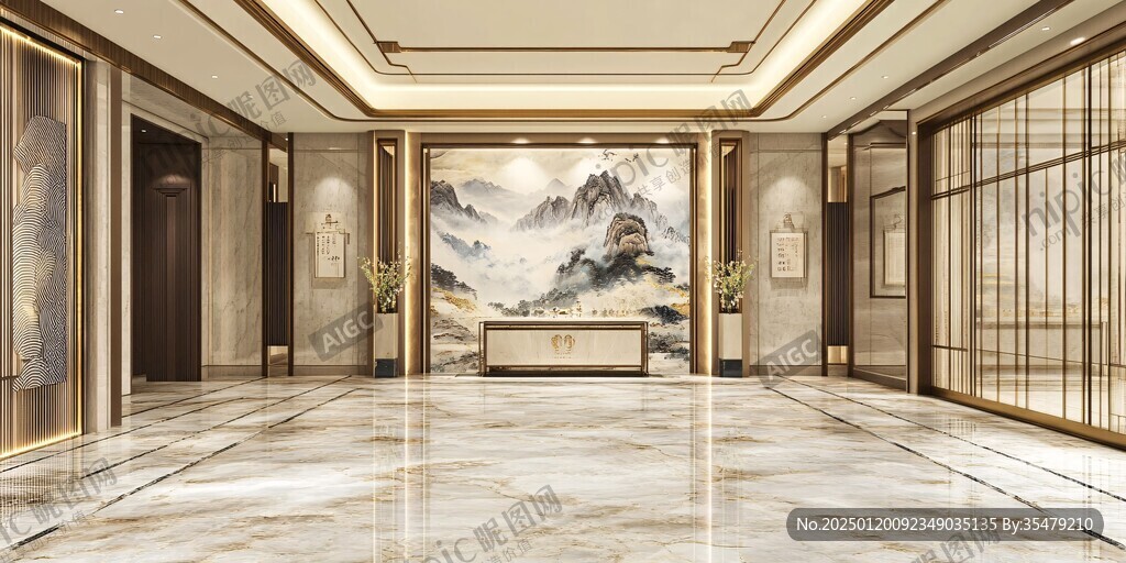 迎客松酒店客厅背景