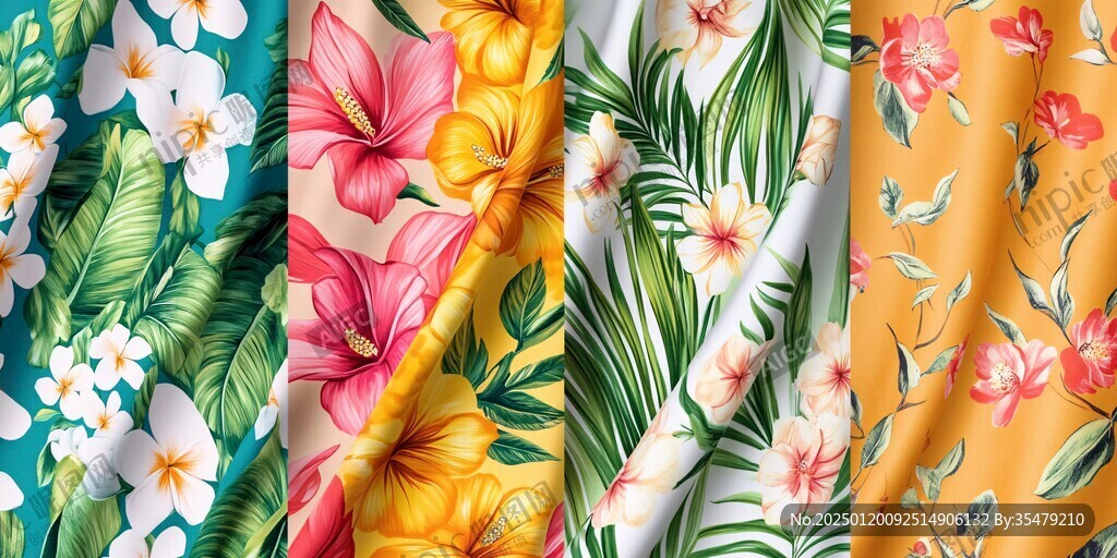 热带花枝四方连续图