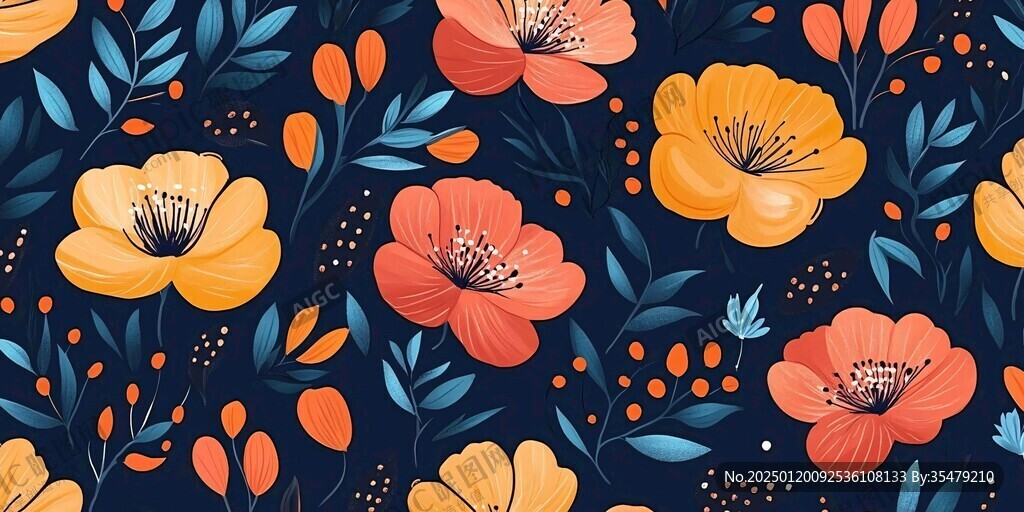 卡通印花花卉壁纸