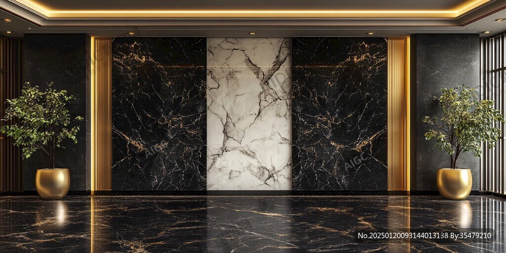 极简金箔石根线条对拼