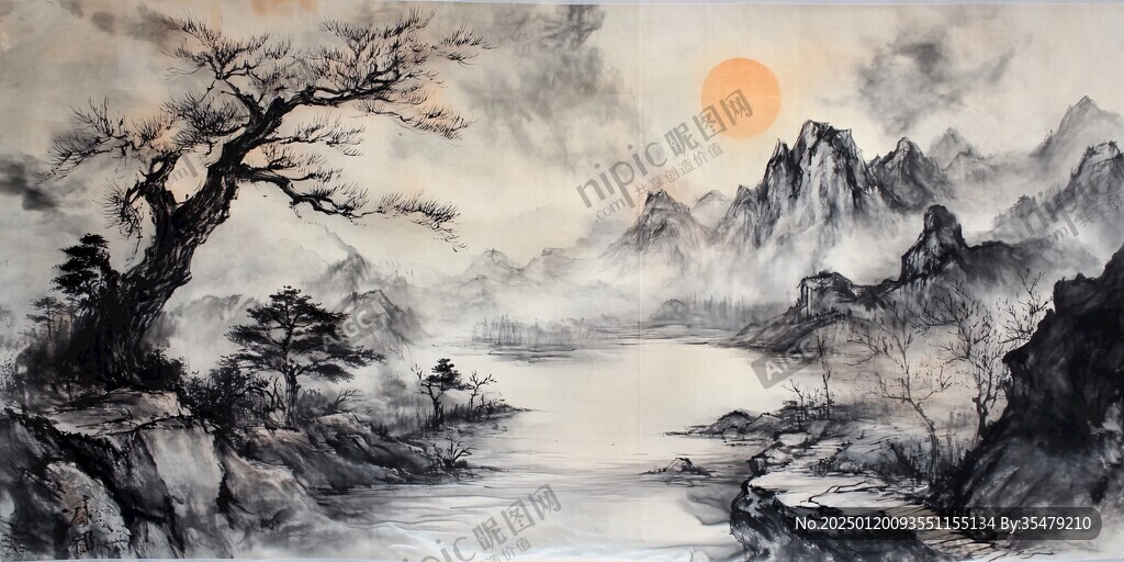 旭日东升画卷
