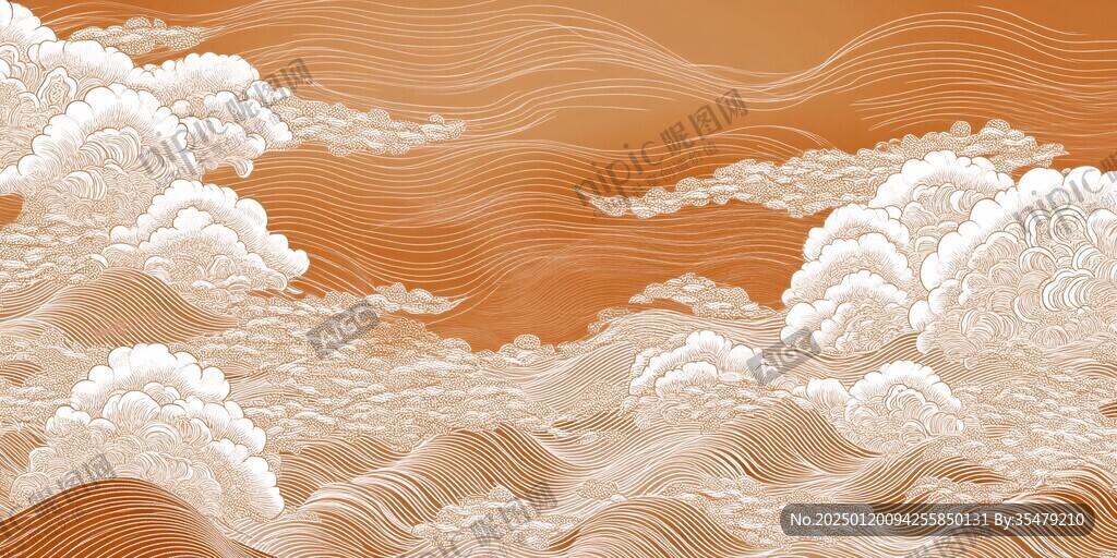 中式图案云纹浪花