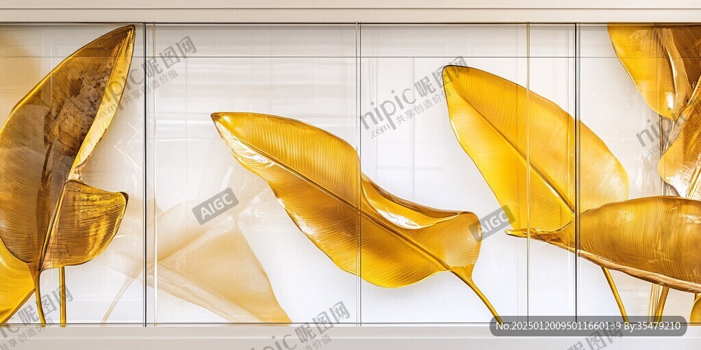 金色质感线条酒店壁画