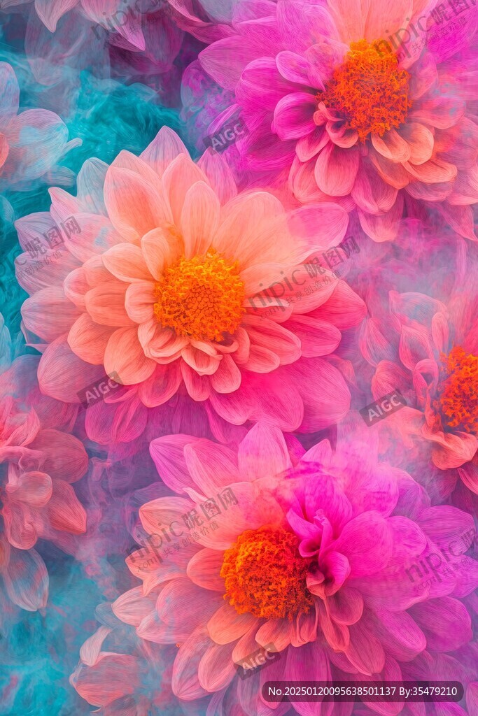 彩色绚丽梦幻唯美花朵
