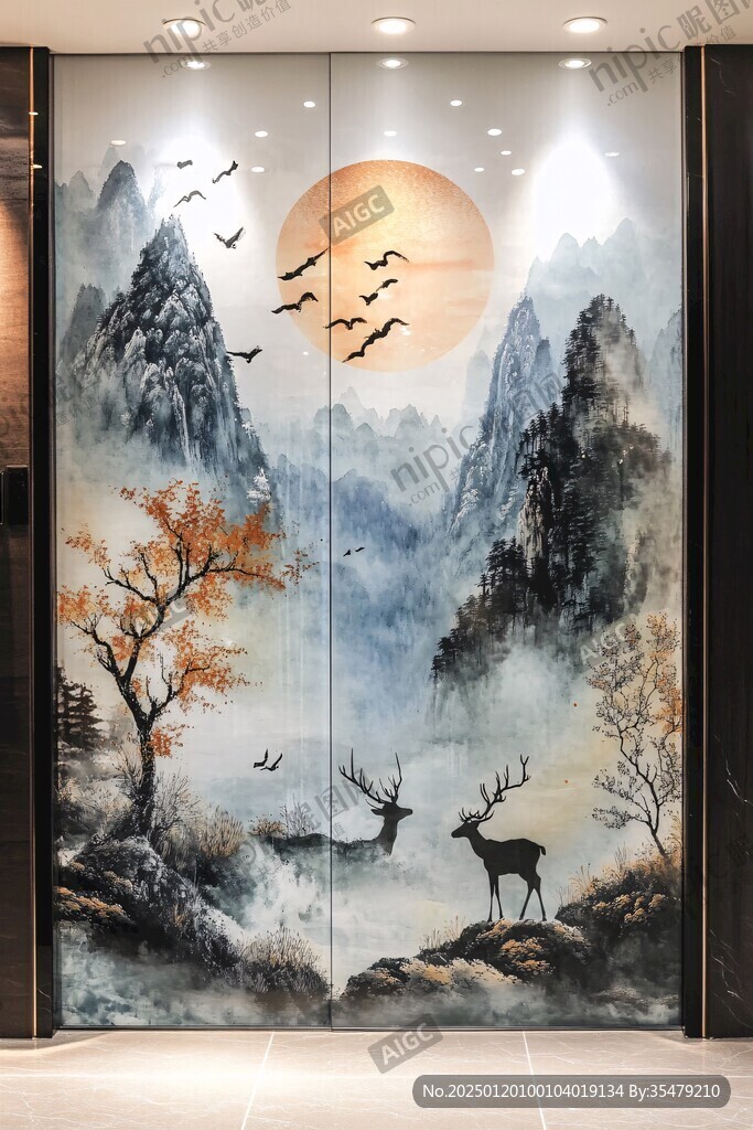 艺术玻璃山水画