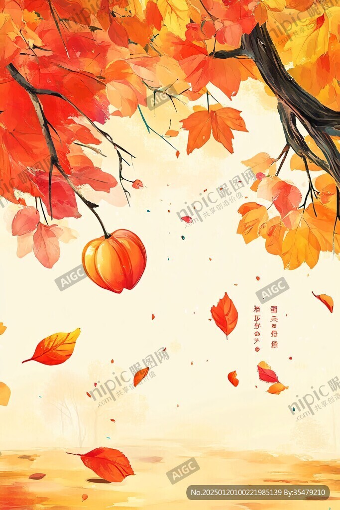 霜降秋韵秋天插画