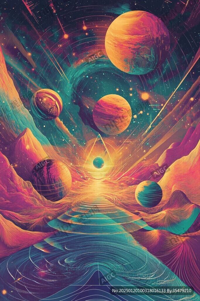 创意彩色缤纷宇宙插画