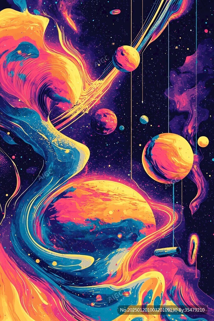 创意彩色缤纷宇宙插画