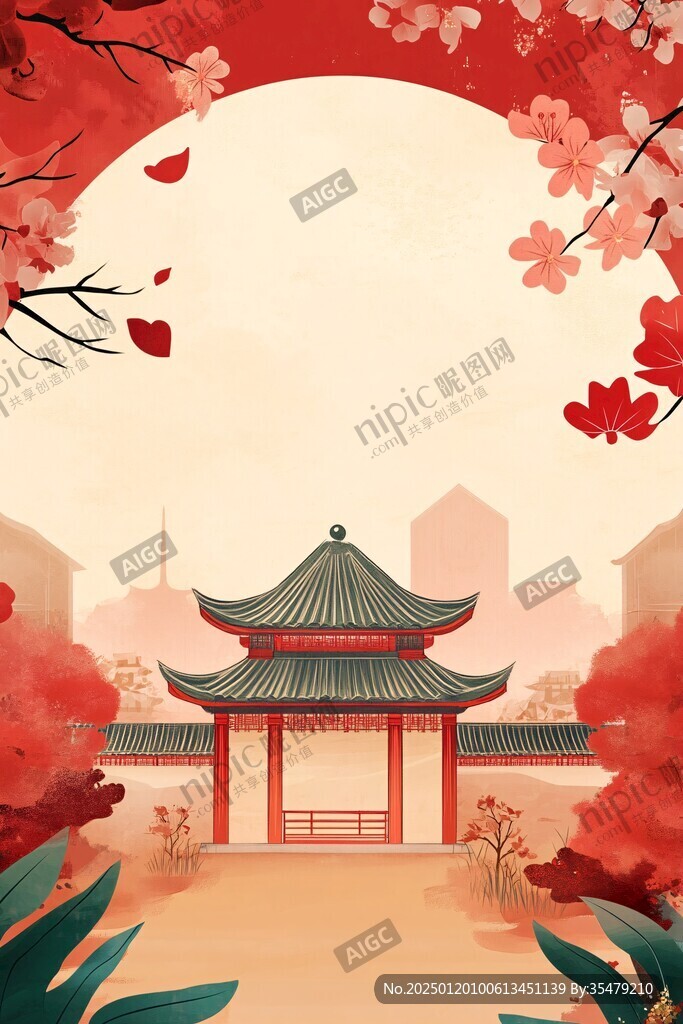 爱晚亭城市插画素材