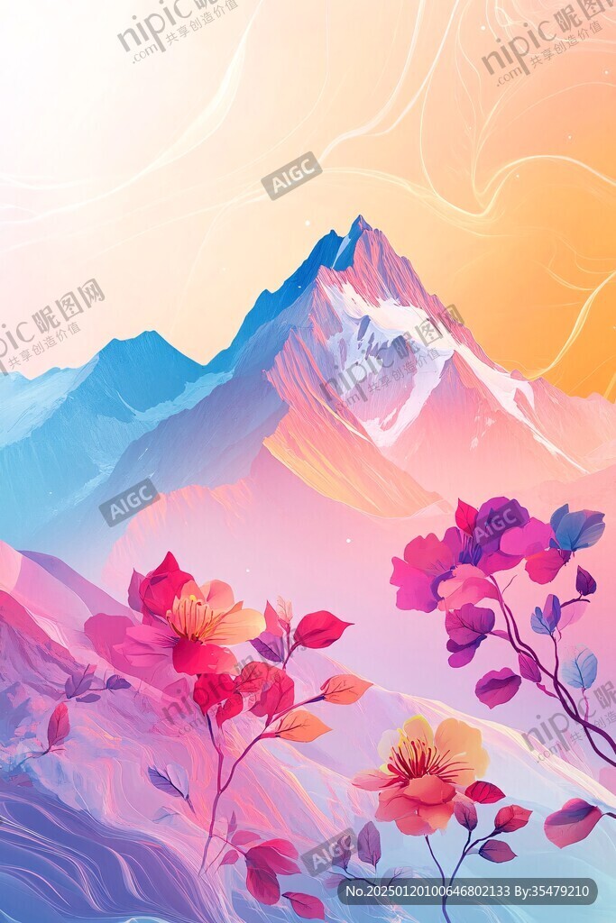 山风景插画包装