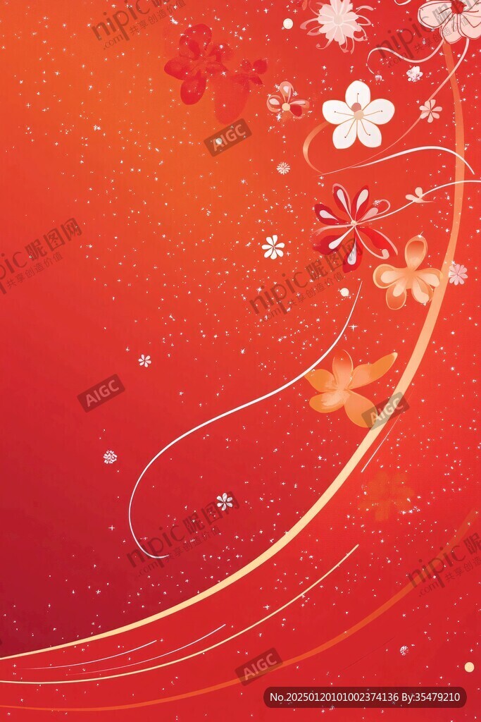 简洁红色背景花纹