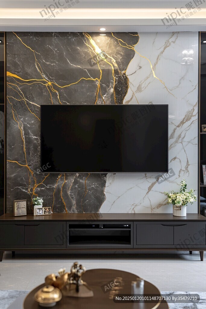 极简金箔石根线条对拼