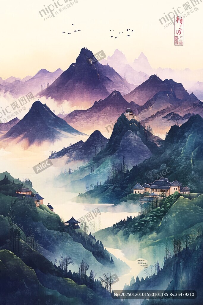 融水县风光插画