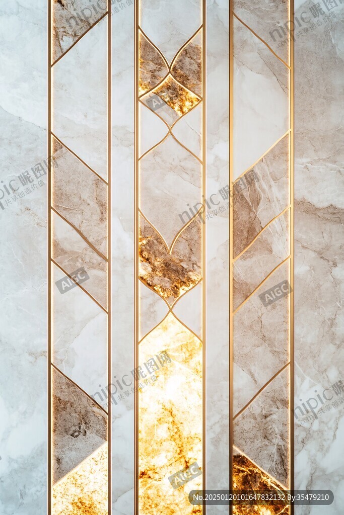 极简金箔石根线条对拼