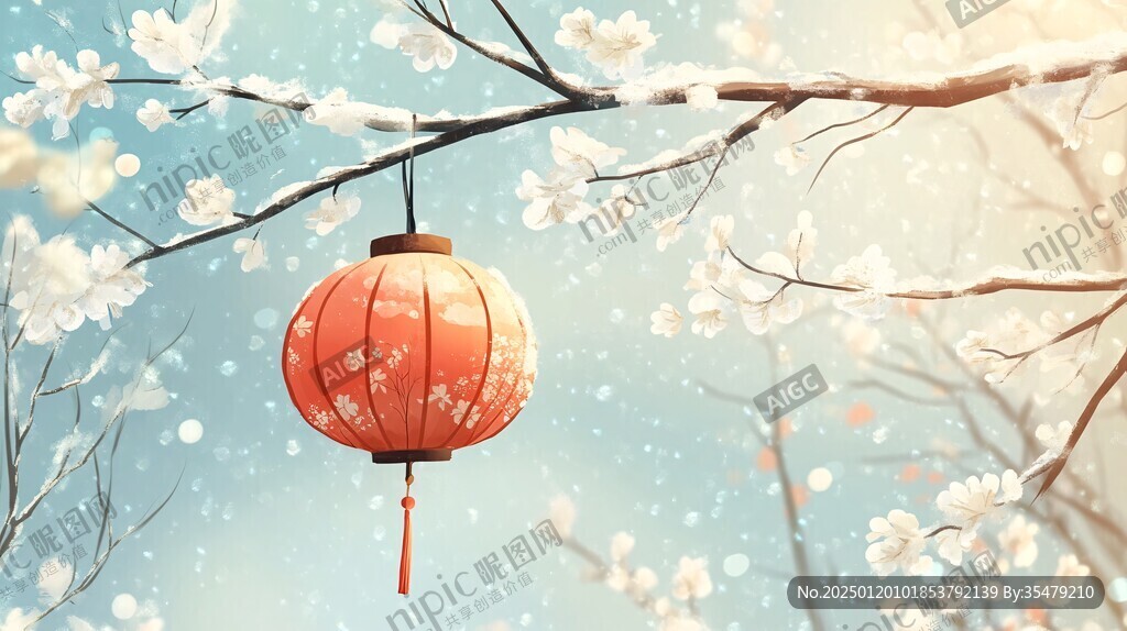 灯笼梅花背景图