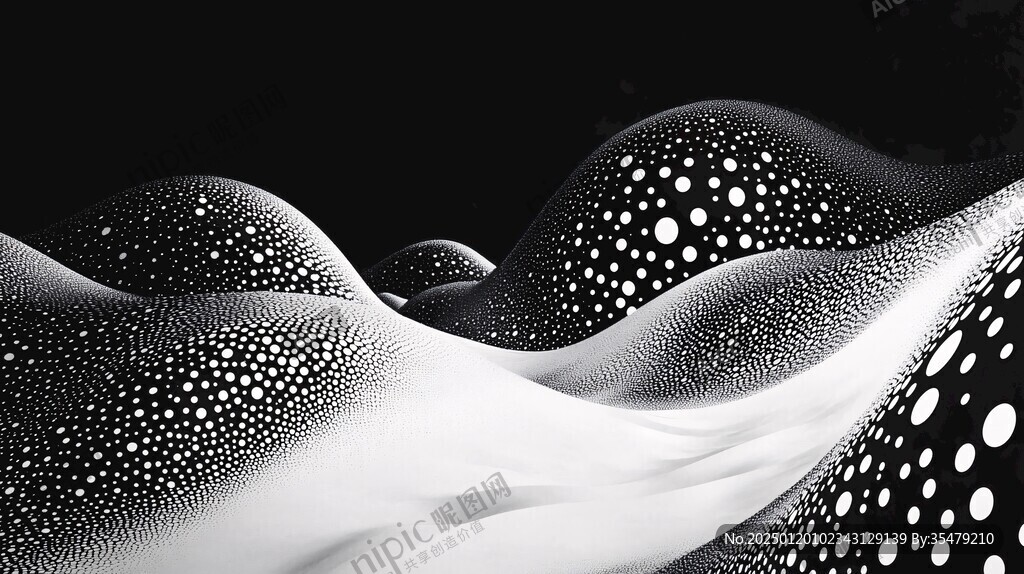 黑白流体创意抽象画
