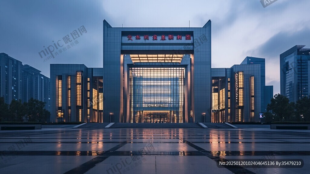 高校图书馆夜景