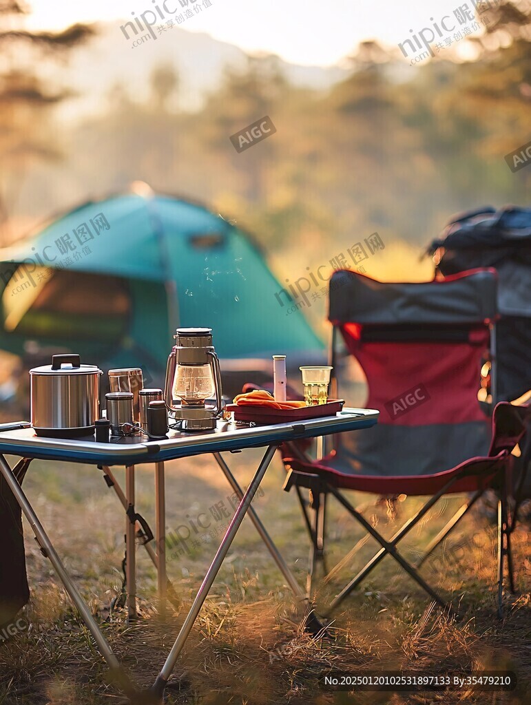 野营餐具背景素材