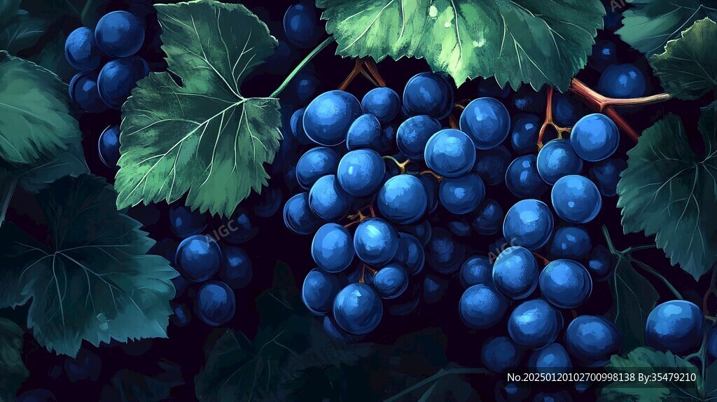 蓝宝石葡萄包装插画