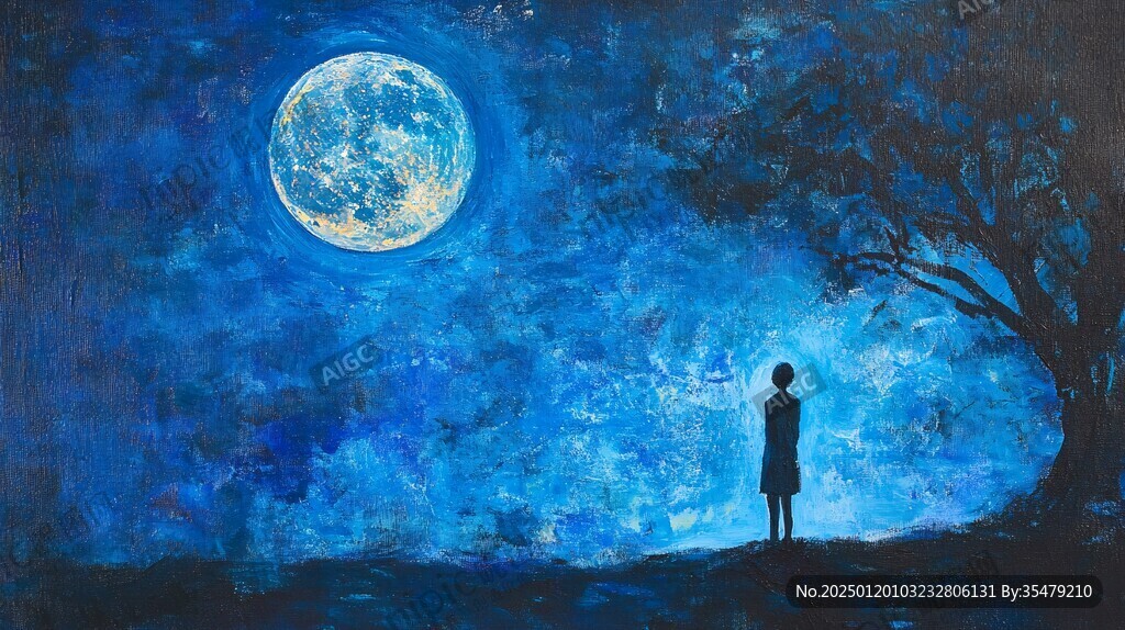 月光插画月光下