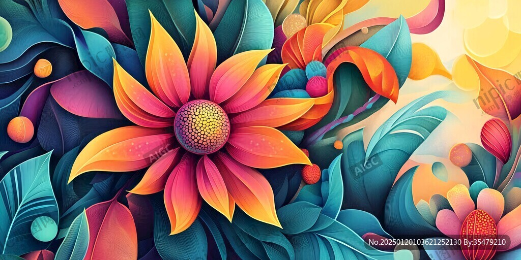 抽象花卉绚丽色彩