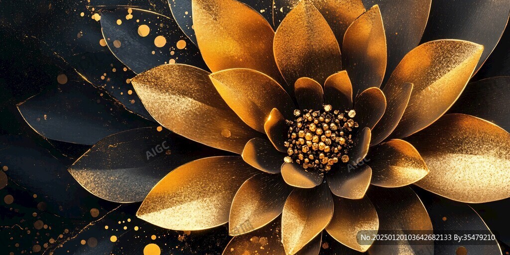 高精手绘黄金拉丝花卉