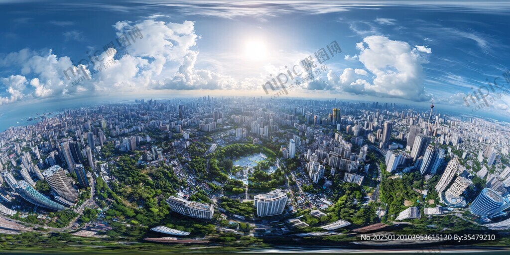 鱼眼城市绿地