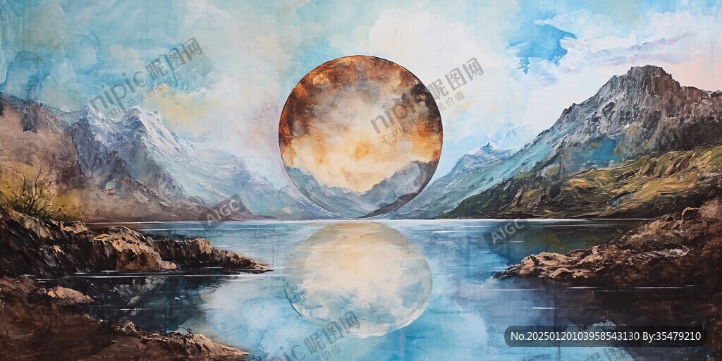 抽象月光倒影画