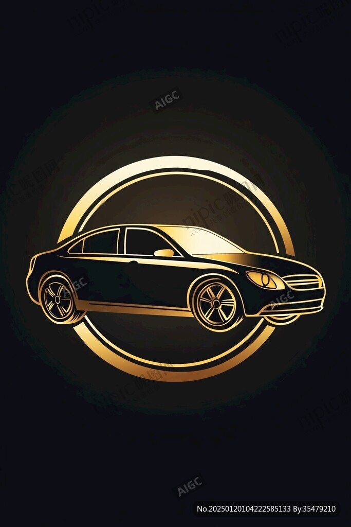 金色手绘汽车
