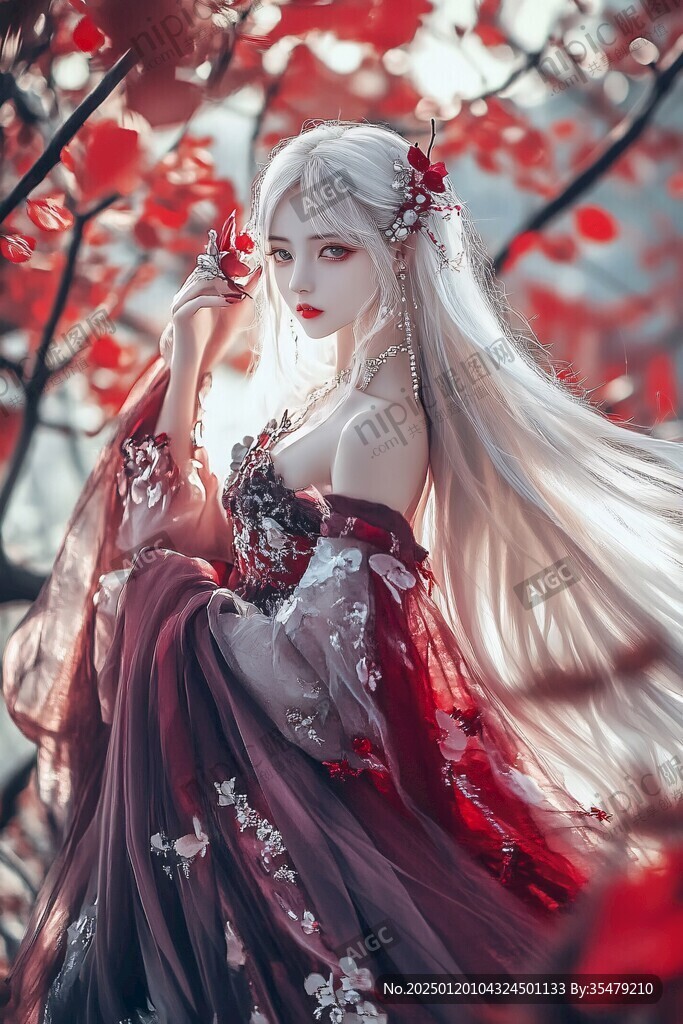 红衣少女设计古风
