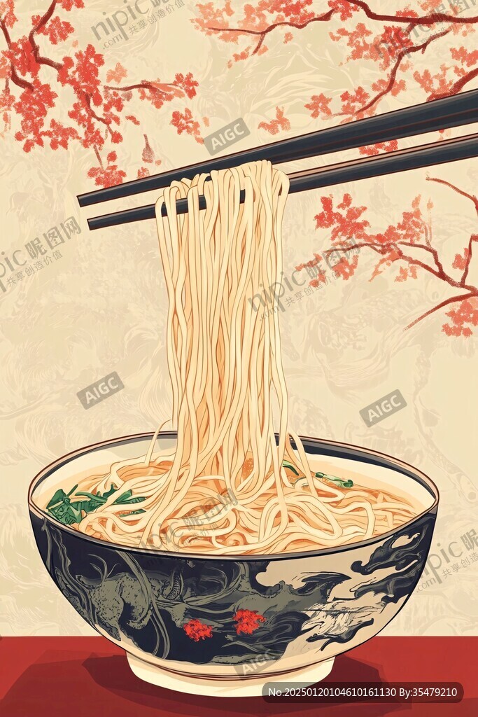 面条插画面条挂画