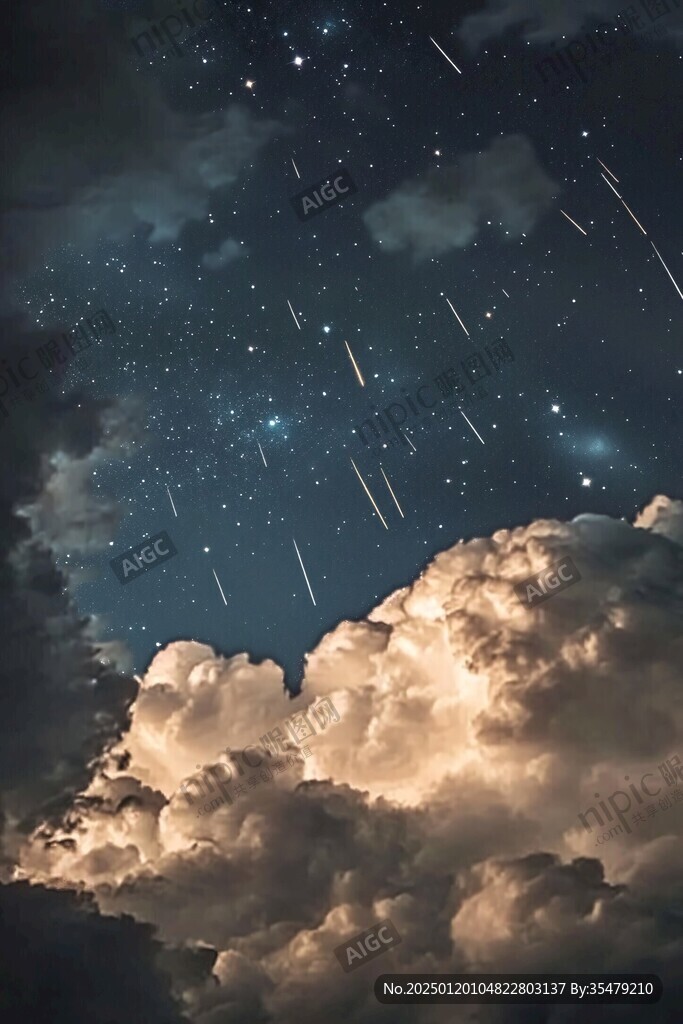 夜晚云彩星星