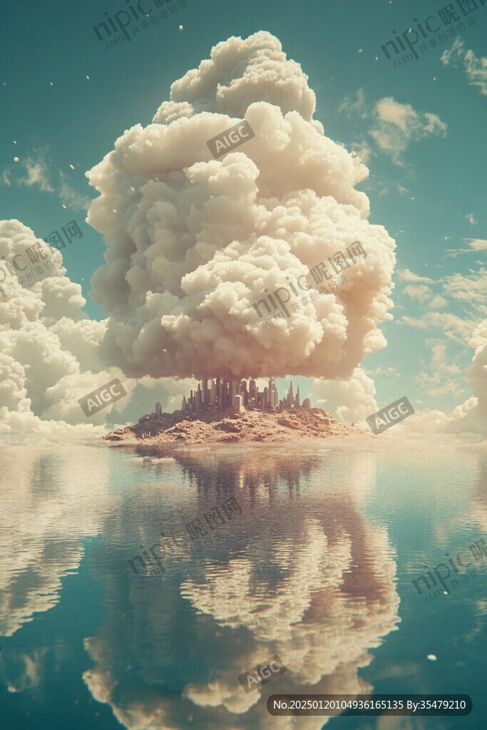 3d云海悬浮小岛