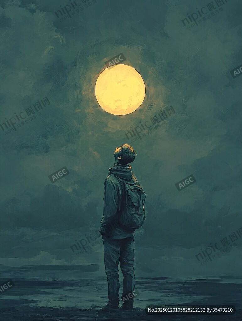 孤独背影插画