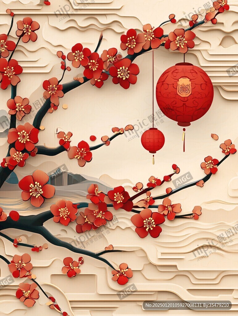 新中式梅花壁画