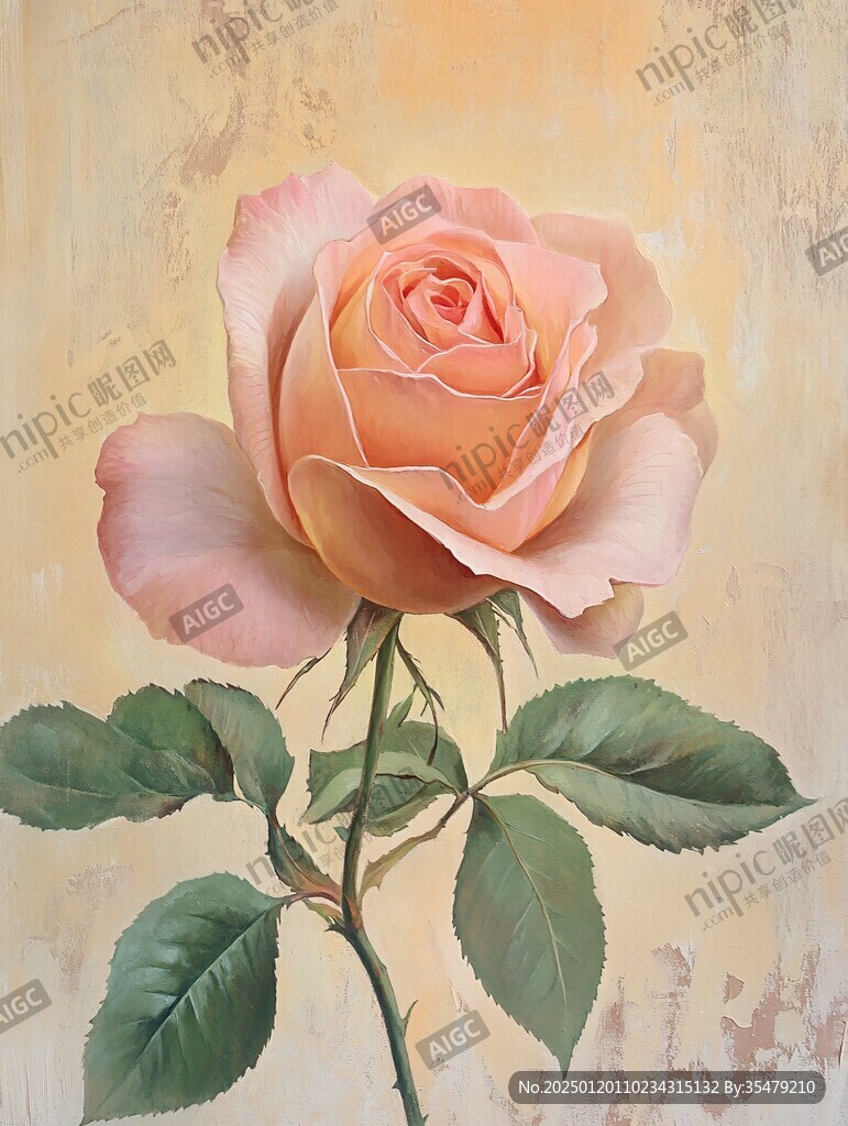 现代玫瑰花油画