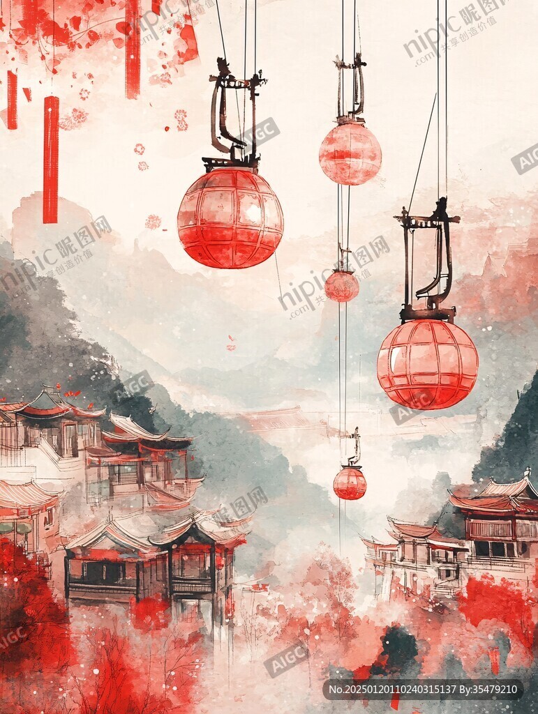 文艺古风灯笼群